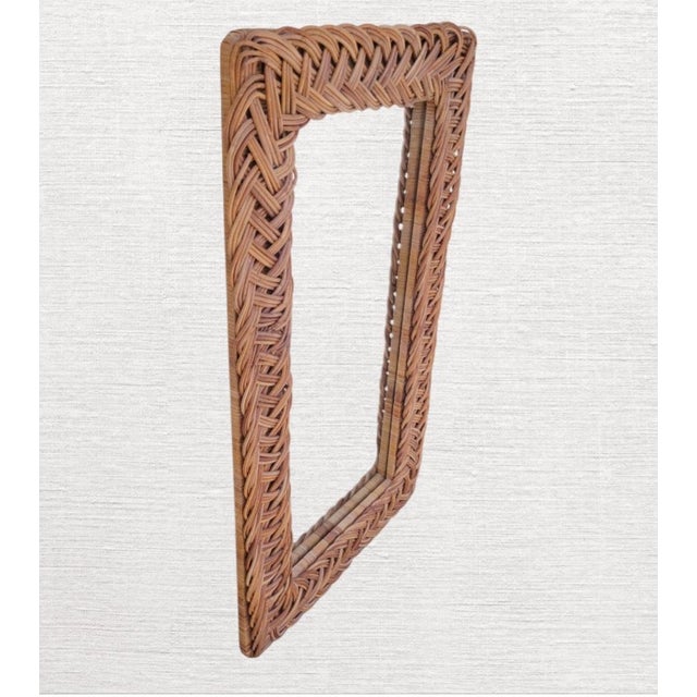 Serena & Lily Vintage Coastal Weaved Braided Wicker Rectangular Wall Mirror For Sale - Image 4 of 5