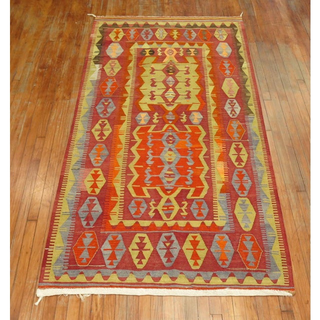 Turkish Vintage Turkish Kilim Flat-Weave rug no. r4958 For Sale - Image 3 of 7