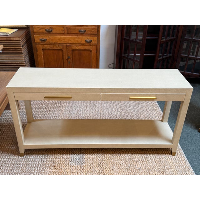 Animal Skin Restoration Hardware Graydon Shagreen Console Table For Sale - Image 7 of 12