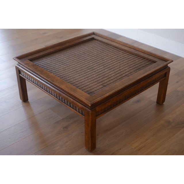 1950s MCM Hollywood Regency Pagoda Coffee Table With Rattan Accents For Sale In San Francisco - Image 6 of 13