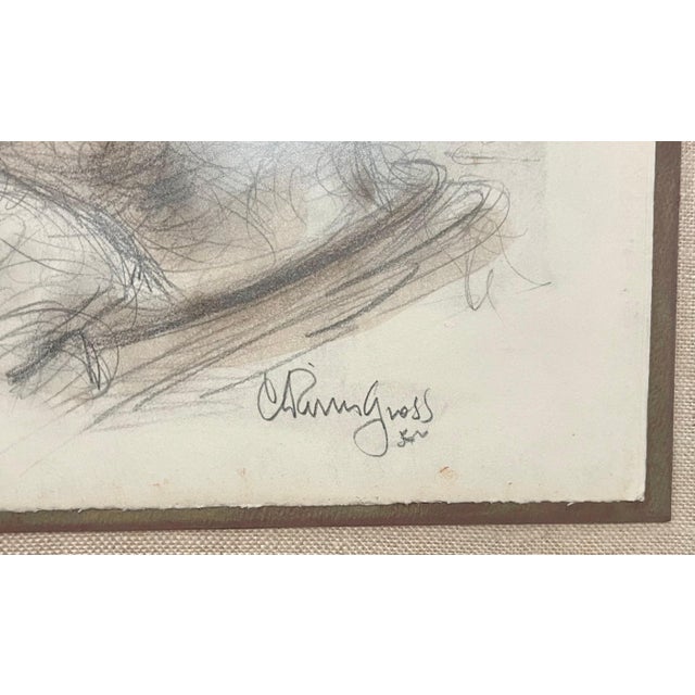 Chaim Gross (American, 1904-1991) Watercolor with pencil painting Rabbi Klezmer music concert, flute player. Hand signed...