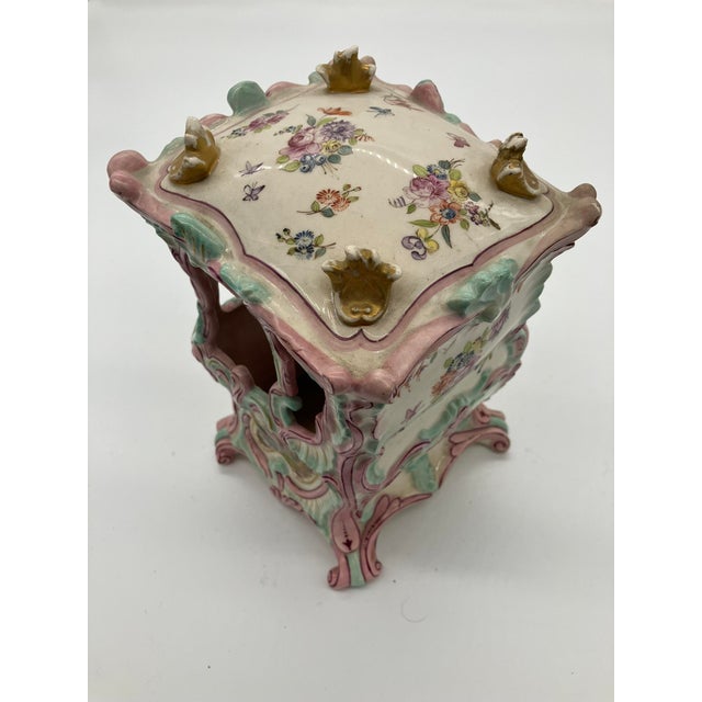 Antique Large French Pink Faience Sedan Chair Double Sword Mark For Sale - Image 11 of 16