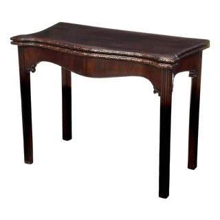 Georgian Serpentine Mahogany Game Table With Carved Rosette Edge For Sale