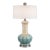 Late 20th Century Hand-Glazed Ceramic Table Lamp With Blue Reactive Glaze and Linen Drum Shade For Sale