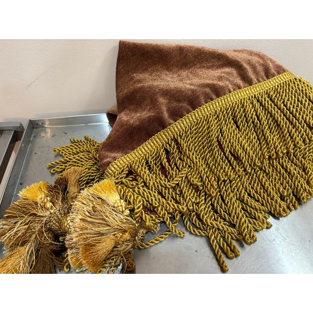 Rust Velvet Bullion-Fringe Throw W/ Tassel Detail | Chairish