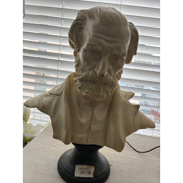 Ivory Vintage A. Santini Giuseppe Verdi Bonded Marble Bust - Made in Italy (C. 1960s-1980s) For Sale - Image 8 of 8