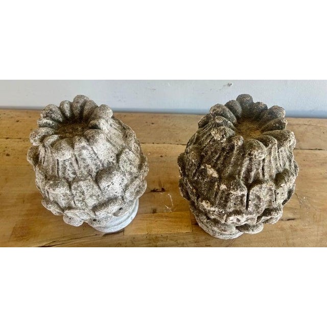 Pair of 19th C. Italian Stone Artichokes For Sale - Image 4 of 12