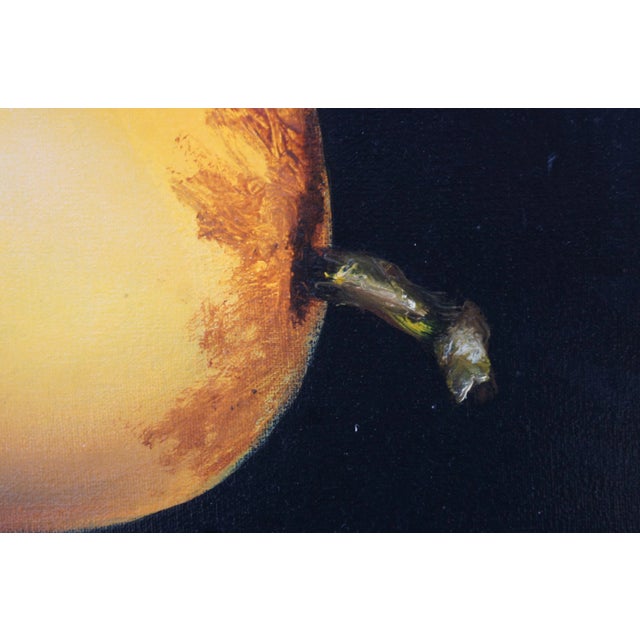 1990s Chiaroscuro Still Life Oil Painting Canvas of Pears For Sale - Image 12 of 13