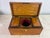 This is a mid 19th century American made satin wood tea caddy. This tea caddy has a beautiful banded inlaid edge with its...