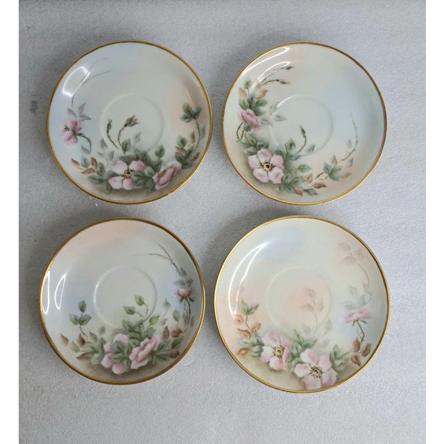 Art Nouveau 1950s Royal Sealy Japan 11pc Tea Set Hand Painted Floral Gold l.s. Katsushige - Set of 10 For Sale - Image 3 of 12