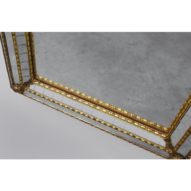 20th Century Venetian Arched Mirror with Gilt Beaded and Glass Frame, Italy, 1950s For Sale - Image 10 of 11