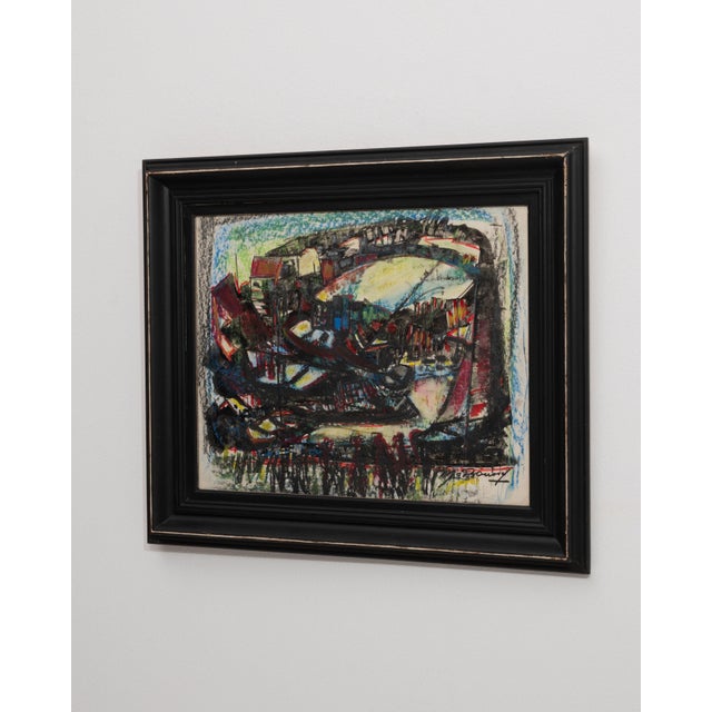 Blue Mid 20th Century France Blue Wood Painting For Sale - Image 8 of 15