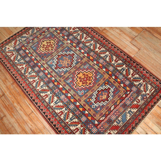 Late 19th Century Antique Moghan Kazak Rug no. j3828 For Sale - Image 5 of 7