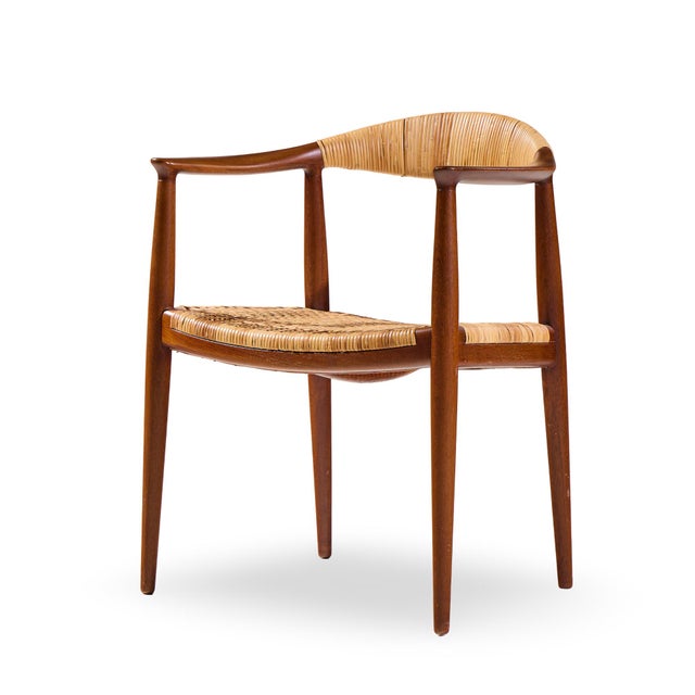 Hans Wegner for Johannes Hansen Jh 501 Mid Century Cane and Teak Dining Chairs - Set of 4 For Sale In Chicago - Image 6 of 14