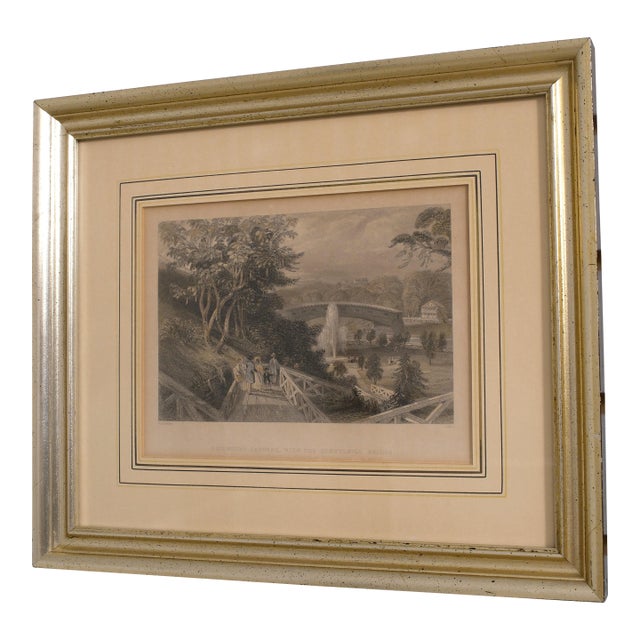 Fairmount Garden Philadelphia Vintage Framed Engraving For Sale