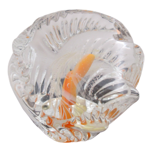 Large Rollin Karg Clear Dichroic Art Glass Orange Koi Fish Sculpture Paperweight