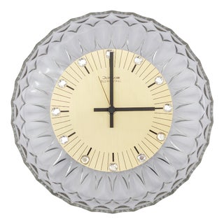 Hollywood Regency Wall Clock in Lead Crystal from Joska, 1970s For Sale