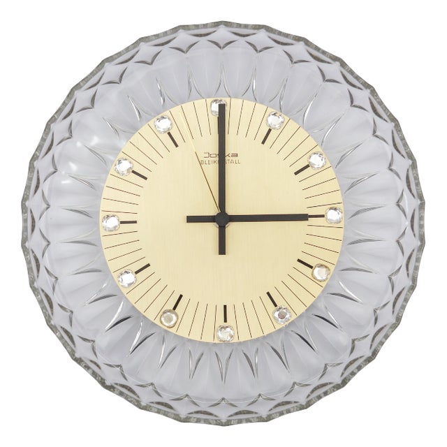 Hollywood Regency Wall Clock in Lead Crystal from Joska, 1970s For Sale