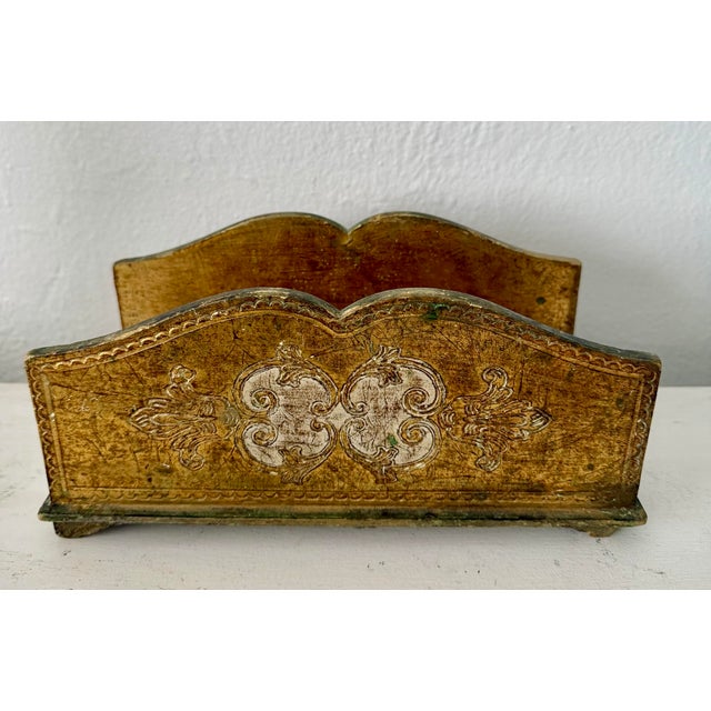 Exquisite handmade in Tuscany Florentine gold desk organizer and letter tray set. Made in Italy by Florentia. Letter Tray:...
