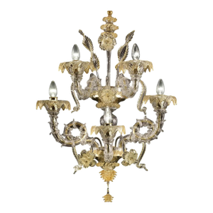 Luxury Imperial Venetian Ca’ Rezzonico Murano Glass With Gold Leaf and Flowers