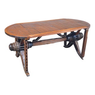 Rustic Handcrafted Wood Table For Sale