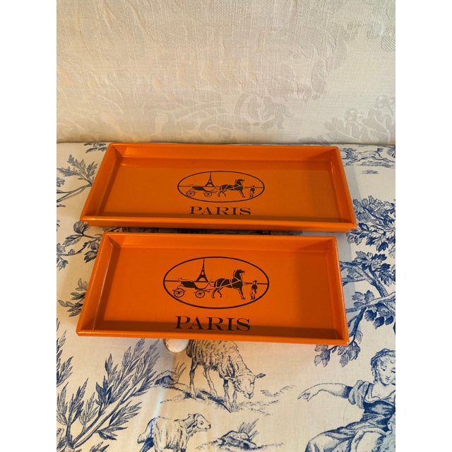 French Country French Equestrian Paris Hermes’ Inspired Change Trays- Set of 2 For Sale - Image 3 of 12