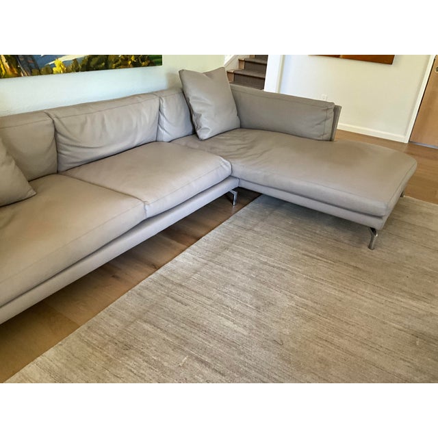 Design Within Reach Design Within Reach Como 128.5” Sectional Sofa in Kalahari Grey Leather For Sale - Image 4 of 15