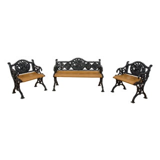 Victorian Cast Iron Garden Set, 1890s, Set of 3 For Sale