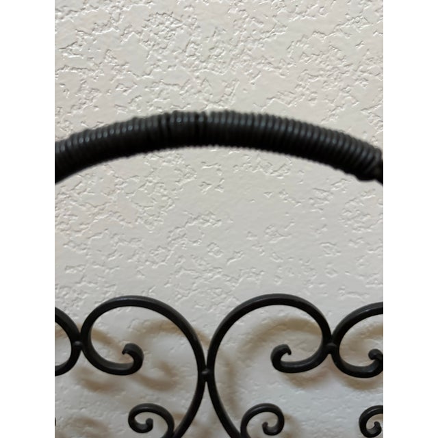 Vintage Wrought Iron Scroll Magazine Rack | Tuscan & Mediterranean Style For Sale - Image 11 of 12