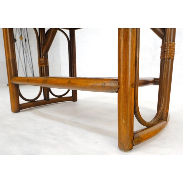 Wood Bamboo Rattan Side End Table Mid Century Modern c1970s White Laminate Top MINT For Sale - Image 7 of 16