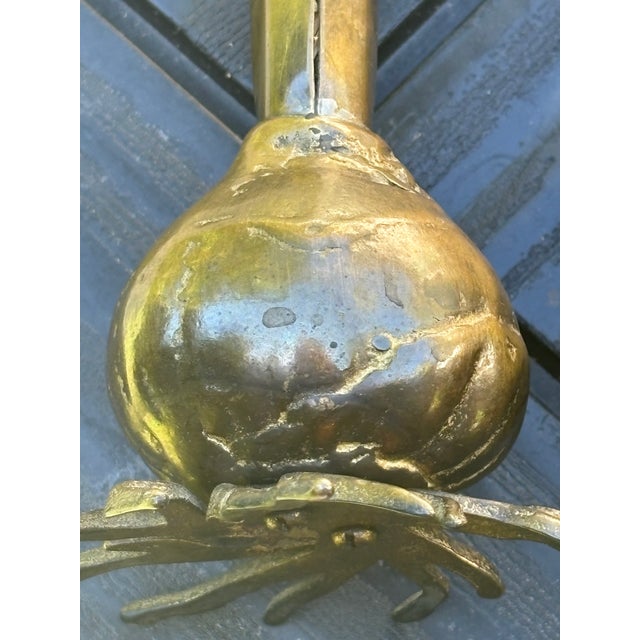 Vintage Italian Carnevale Brass Botanical Bulb Bud Vases - Set of 3 For Sale - Image 16 of 17