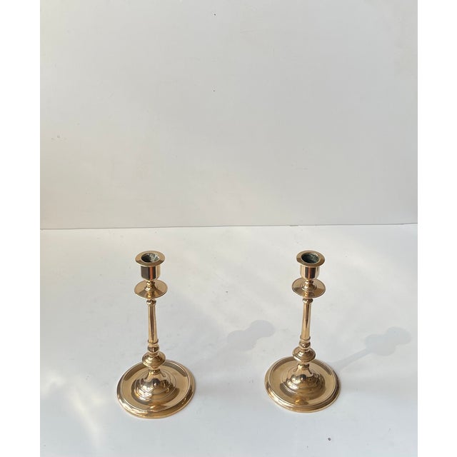 Antique Swedish Brass Candleholders by Carl W. Keijser & Co, Set of 2 For Sale - Image 3 of 7