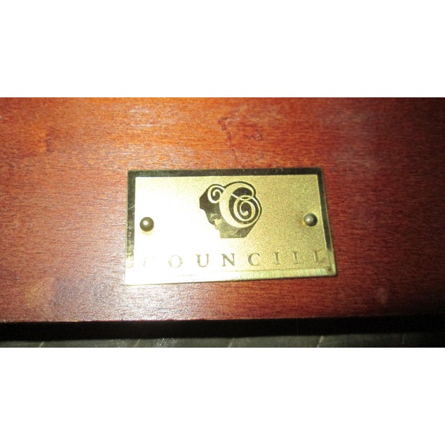 Mahogany console table made by Councill Craftsmen. The table is mahogany with inlay and front dancing of satinwood. Very...