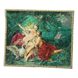 French Screen-Printed Tapestry with Leda and the Swan Motif in the style of Aubusson, 1970s For Sale