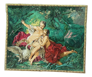 French Screen-Printed Tapestry with Leda and the Swan Motif in the style of Aubusson, 1970s