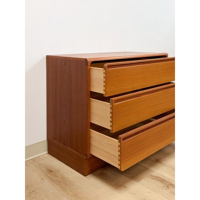 Brown Teak Mid-Century Danish Dresser Torring Mobelfabrik Three Drawer Soft Close For Sale - Image 8 of 10
