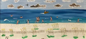 Fun in Nilobeach by Nilo Lanzas Giclee Canvas Print, Hand Embellished