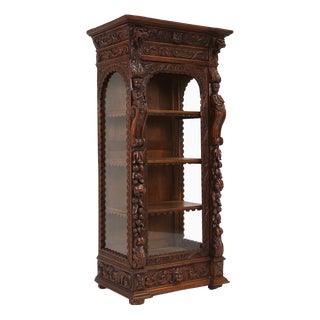 Baroque Style Display Case in Oak, Belgium, 1950s For Sale