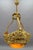 Art Deco French Brass Chandelier with Yellow Pâte De Verre Glass by Degué, 1930s For Sale - Image 12 of 18