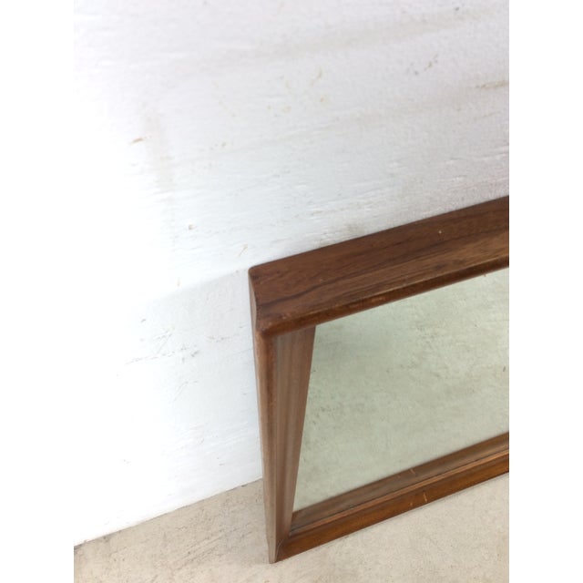 Brown Mid Century Modern Long Rectangular Wall Mirror With Walnut Frame For Sale - Image 8 of 17