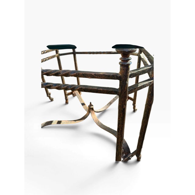 Vintage Pair of Hollywood Regency Style Wrought Iron Side End Tables With Heavy Octagonal Glass Tops For Sale - Image 9 of 12