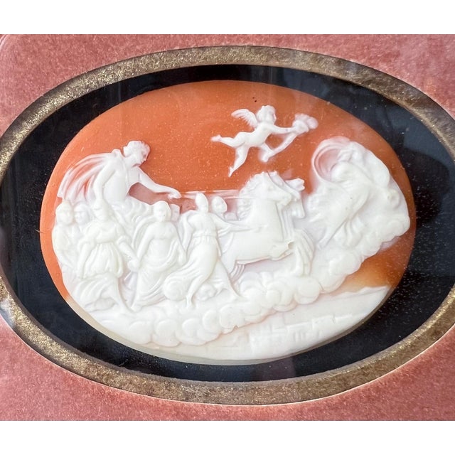 Brown Pair of Framed Classical Cameo Reliefs by Hal Kramer Co. – Neoclassical / Grandmillennial For Sale - Image 8 of 11