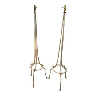 Pair of White Brutalist Knot Floor Lamps in the Manner of Alberto Giacometti For Sale