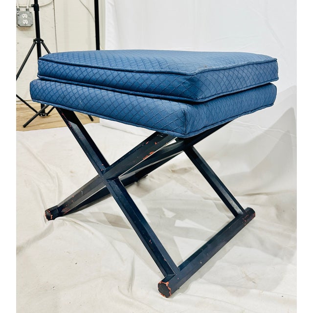 Mid-Century Modern Vintage Mid Century X Bench Ottoman For Sale - Image 3 of 6