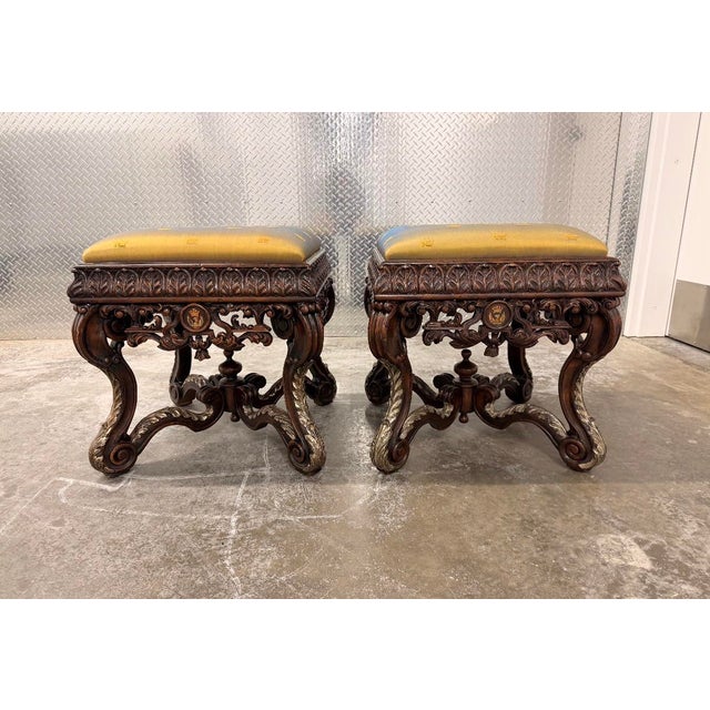 Wood Theodore Alexander Althorp Collection Solid Wood Ottoman’s Accent Stools. A Pair For Sale - Image 7 of 12