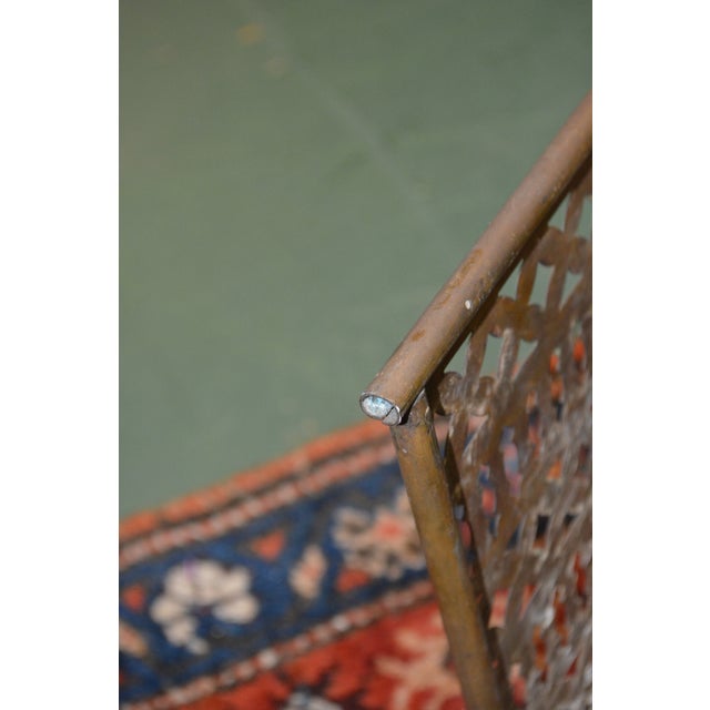 Antique English Reticulated Brass Curved Ends Fireplace Fender W/ Lion Faces For Sale - Image 14 of 16