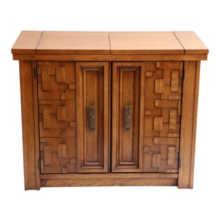 Brutalist Style Dry Bar with Opening Top For Sale