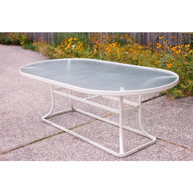 Woodard Furniture Co. Vintage Outdoor Dining Set With Tropitone Oval Glass Table & Woodard Barrel Back Chairs, 7 Pieces For Sale - Image 4 of 17