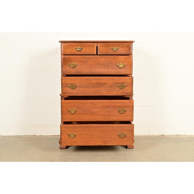 1960s Chippendale Solid Maple Highboy Dresser by Kling, Circa 1960s For Sale - Image 5 of 13