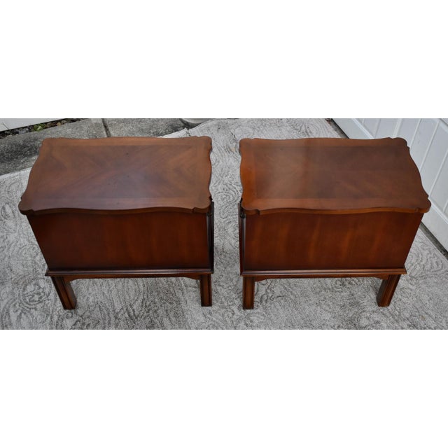 Wood Vintage Lane Pair of Diminutive Chippendale Style Mahogany Two Drawer Chest of Drawers For Sale - Image 7 of 11